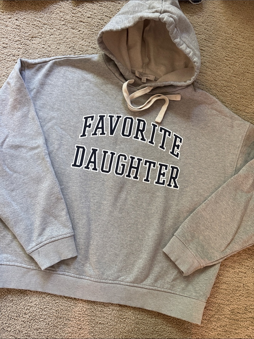 Favorite Daughter Gray Hoodie with Black & White Lettering